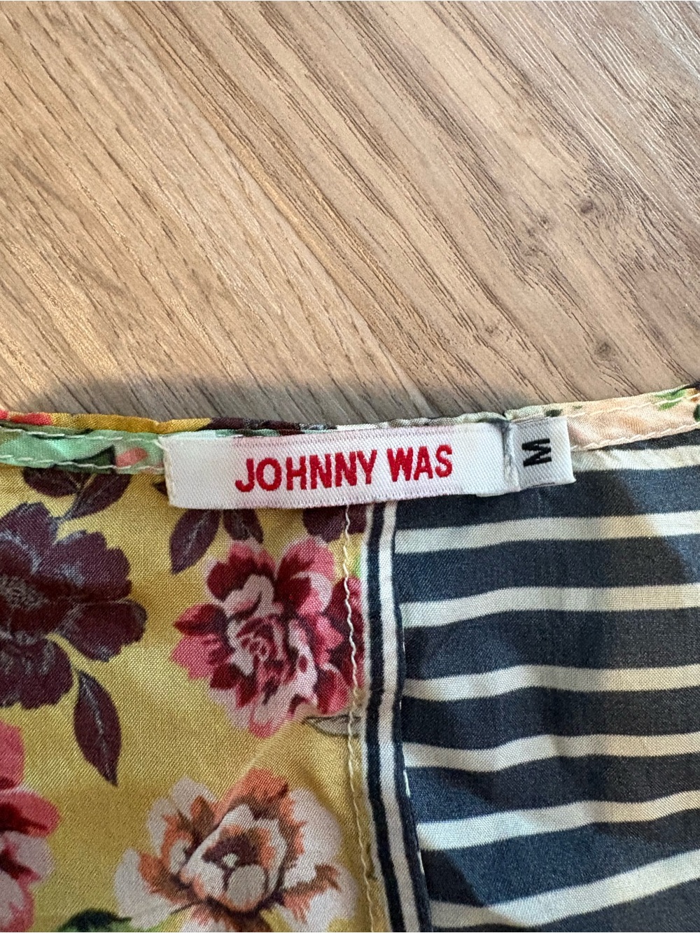 Johnny Was Multicolor Floral Patchwork Tunic with Red, Yellow and Green - Picture 2 of 3